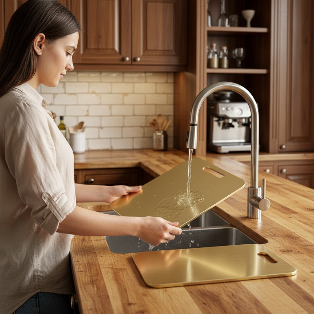 planche à découper en inox entretien simple trio premium