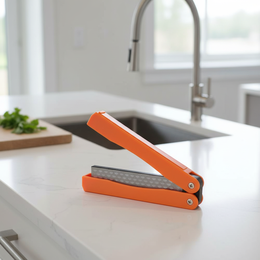 Aiguiseur couteau sur plan de cuisine professionnel
