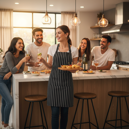 tablier cuisine confortable rayures de chef parisien 